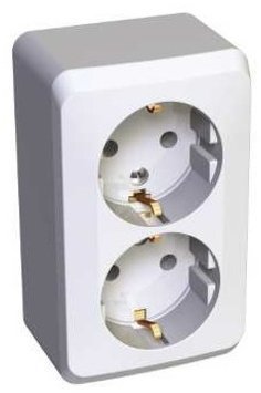 Розетка двойная Systeme Electric Этюд ОП+3 без шторок Белый LEX  РА16-007b 15973
