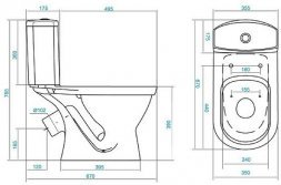 Унитаз компакт Santek Алькор эконом косой выпуск, 2-х реж. арм. с сид.полипропилен 302196